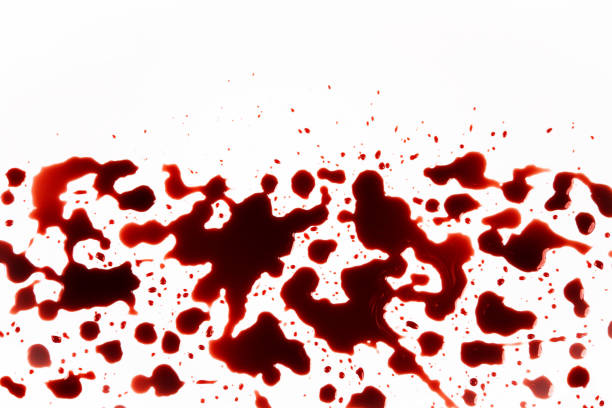 istock Blood Drops, Splash, Isolated on White background. Empty Space on Top for Text. Halloween Concept 1270920459