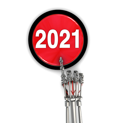 Robot Hand On 2021 Button