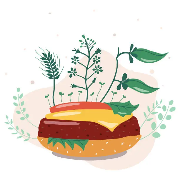 Vector illustration of Plant-based meat concept.