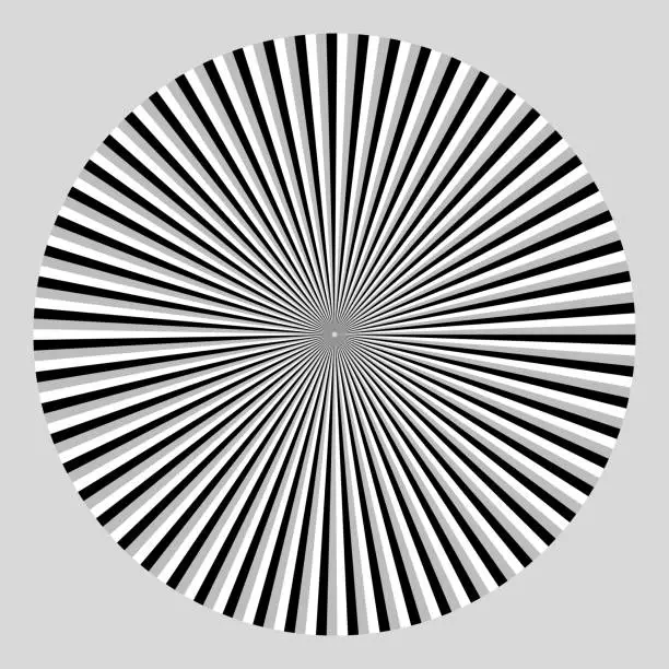 Vector illustration of Gray, black and white sectors on disk. In concentric circles.