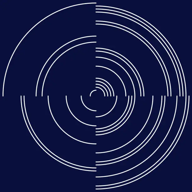 Vector illustration of Orbital discrete four 90-degree sections in concentric circle sectors