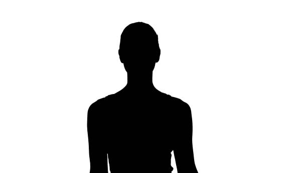istock Silhouette Smiling woman walking 1270929886