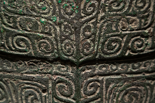 Chinese ancient bronze pattern close-up