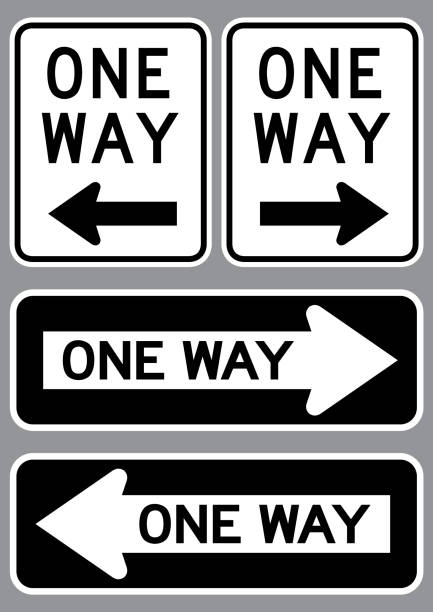 ilustrações, clipart, desenhos animados e ícones de conjunto de placas de trânsito de uma maneira - one way street sign