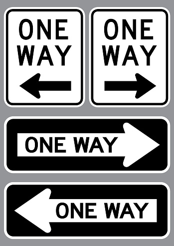 One way traffic sign set. Vector illustration