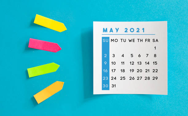 istock May 2021 calendar on a blue background. 1270938413