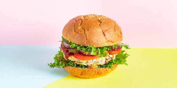 istock burger meat pork, beef or chicken grilled cutlet sandwich vegetables serving size organic ething top view copy space for text 1270940071
