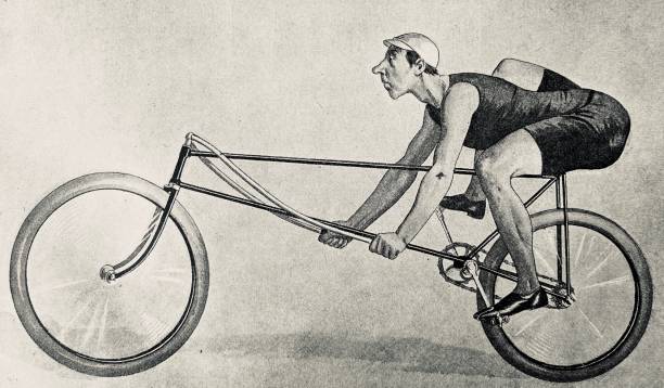 ilustrações de stock, clip art, desenhos animados e ícones de artistic cycling, cyclist with deep-drawn handlebars - bicycle chain bicycle tire black and white