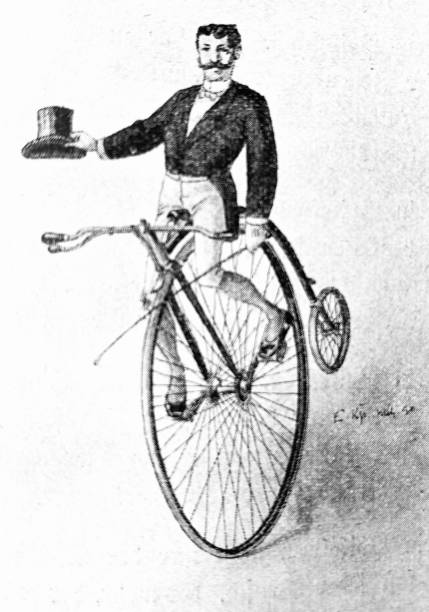 ilustraciones, imágenes clip art, dibujos animados e iconos de stock de ciclismo artístico, hombre balanceando en una rueda - sombrero homburg