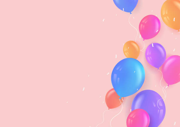 istock Balloons and confetti, celebrate background, colorful party holiday decoration vector illustration 1270949729