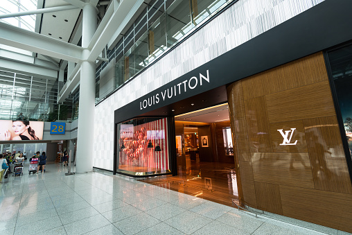 Louis Vuitton store inside Incheon International Airport (ICN) in South Korea. This Louis Vuitton store was the first to open inside of an airport location and is the best-selling brand among the duty free shops in the airport.