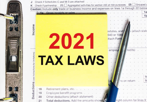 Yellow paper with text 2021 tax laws