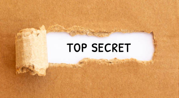 istock Text Top Secret appearing behind torn brown paper 1270953256