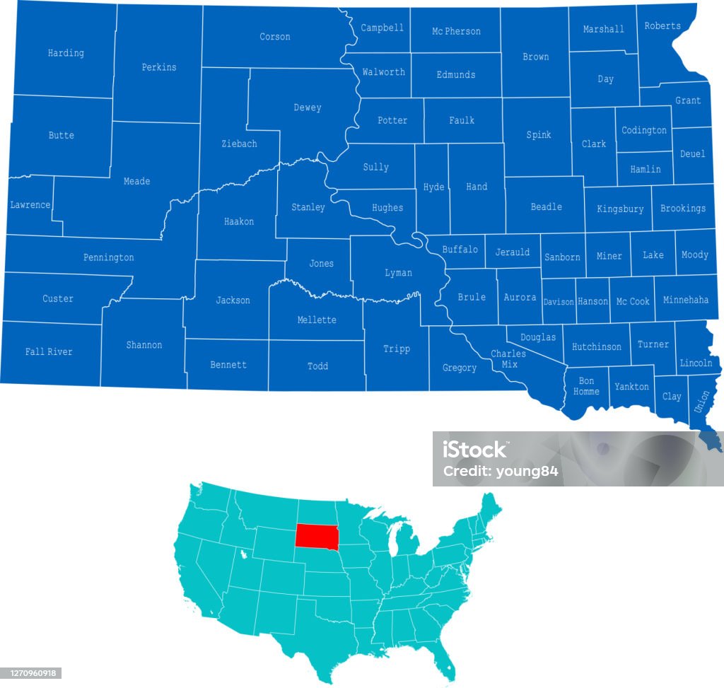 Carte Du Dakota Du Sud Vecteurs libres de droits et plus d'images