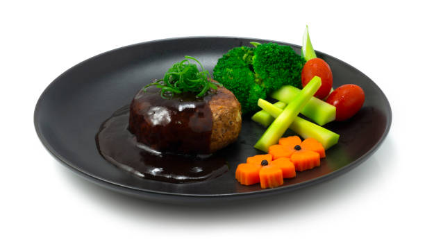 japanese hamburger steak or hambgu steak - salisbury steak imagens e fotografias de stock