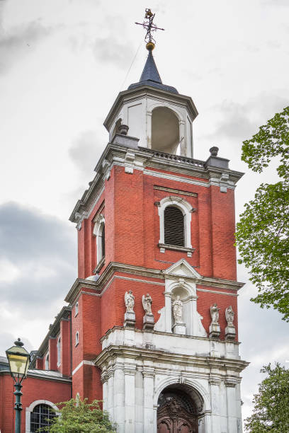 st. john baptist church, aachen, germany - aachen brick building exterior built structure imagens e fotografias de stock