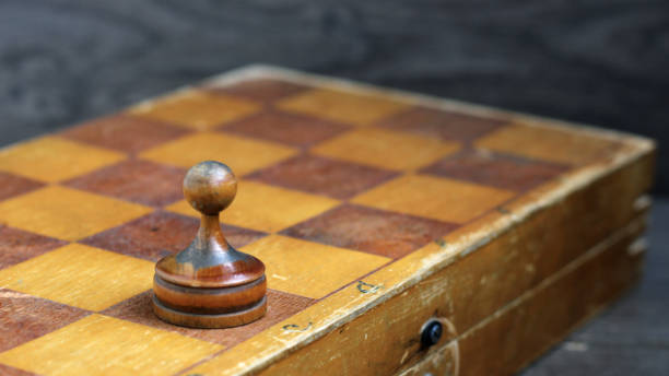 istock Vintage wooden chess pieces, retro object 1270964276
