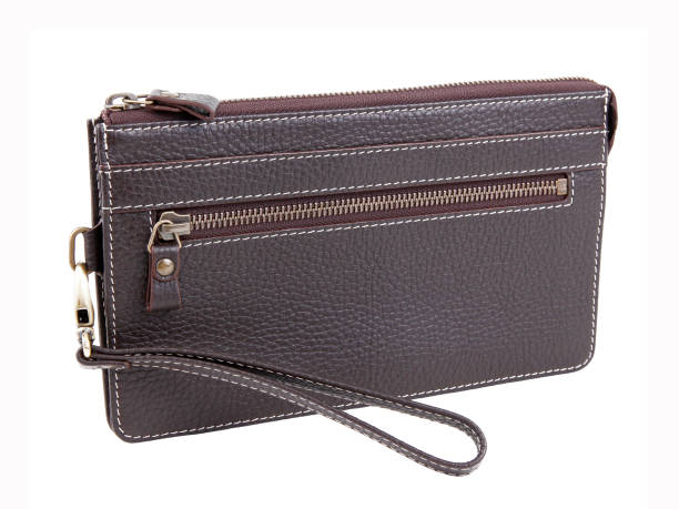 istock Brown leather bag or wallet isolated on white 1270974221