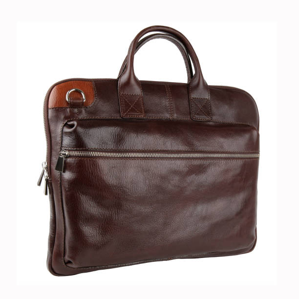 istock Business bag or case in brown leather. Isolated on white 1270974239