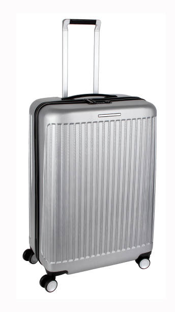 istock Grey plastic travel suitcase isolated on white 1270974246