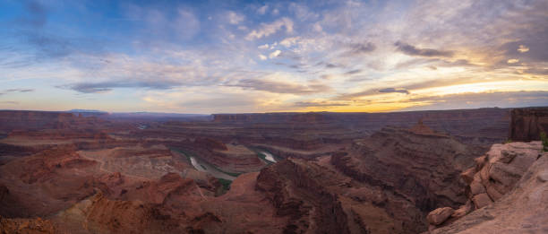 istock Panoramic sunset from Dead Horse Point overlooking the colorado river 1270975489