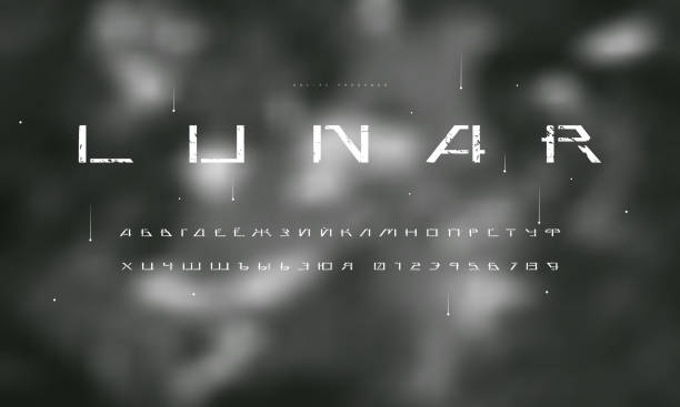 кириллический трафарет-пластина без засечек футуристический шрифт - rust background video stock illustrations