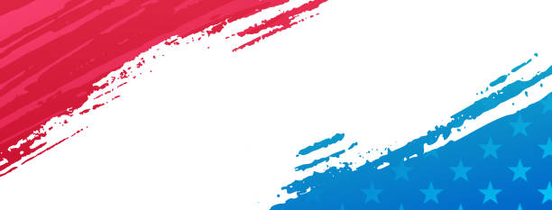 미국 애국 페인트 스플래시 배너 - flag symbol painted image grunge stock illustrations