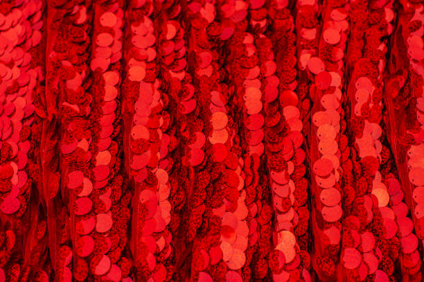 istock Red Sparkling Lights Festive background with texture. Abstract Christmas twinkled bright bokeh. Red glitter texture 1270990992