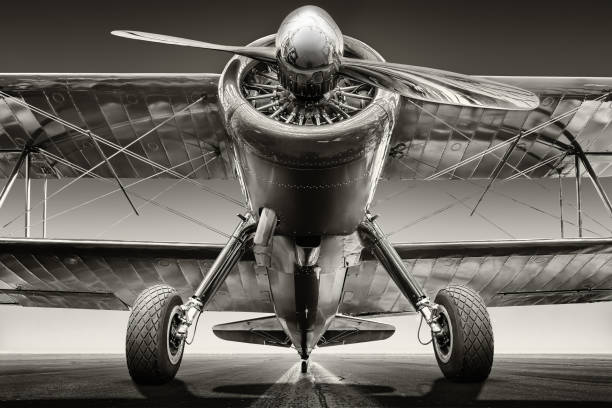 airplane historical aircraft on a runway ready for take off propeller photos stock pictures, royalty-free photos & images