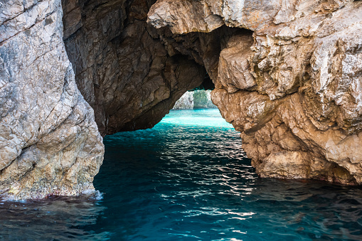Grotta Verde or Green Grotto, a Sea Cave on the Coast of Capri Island in Southern Italy in the Mediterranean