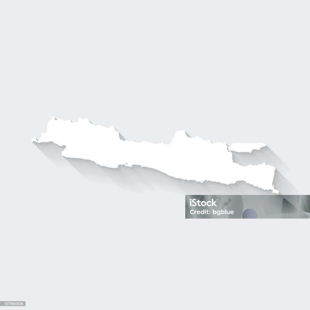 White Outline Java Java Map With Long Shadow On Blank Background Flat Design Stock ...