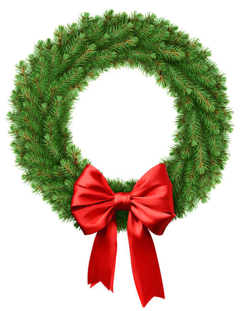 istock christmas wreath, red ribbon bow, isolated on white background 1271007915
