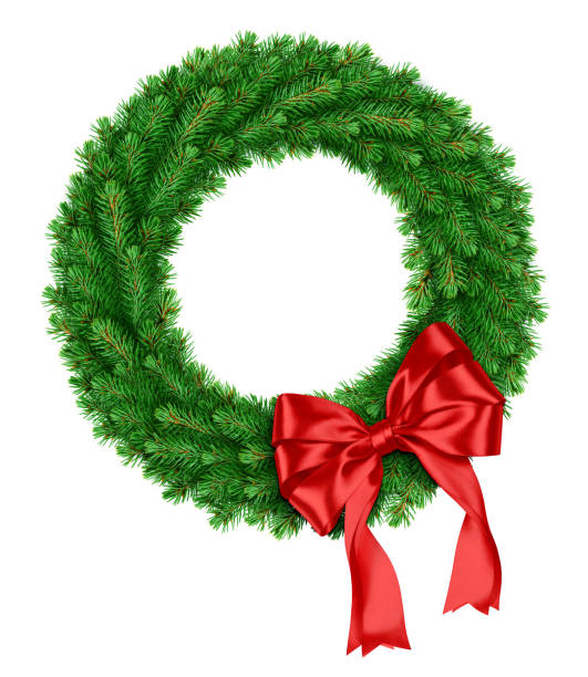 istock christmas wreath, red ribbon bow, isolated on white background 1271007932