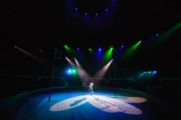 istock Clown performance in the circus. Tightrope walkers at the circus. 1271008029
