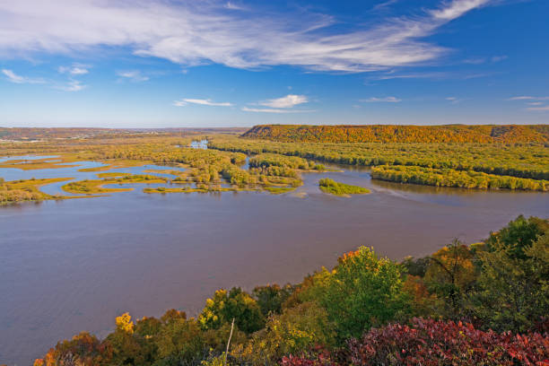 istock Beautiful Fall Day Above the Mississippi River 1271009374