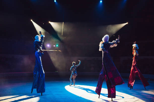 istock The performance of stilt-walkers in the circus 1271009461
