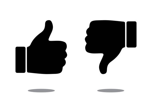Like (Thumbs Up) and Dislike (Thumbs Down) Icons, Vector Design Like and dislike icons thumbs up stock illustrations