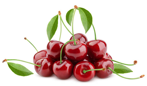 istock cherry isolated on white background, full depth of field, clipping path 1271014812