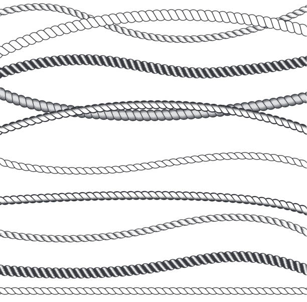 istock Rope Marine line seamless pattern. Illustration with rope ornament, horizontal wavy lines on white background. Trendy textured backdrop. Vector for fabric, wallpaper, wrapping 1271017948