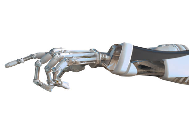istock Robotic Arm closeup isolated on white background 3d render illustration 1271020060