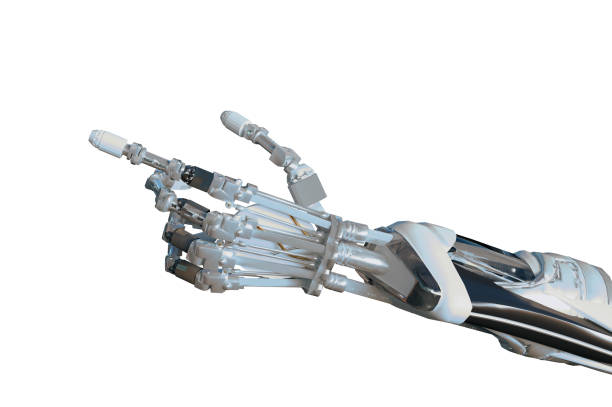 istock Robotic Arm closeup isolated on white background 3d render illustration 1271020071