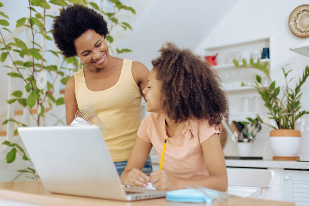 istock African-American woman supporting her daughter while homeschooling 1271022966
