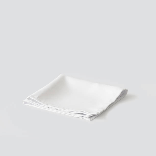 white napkin isolated on light grey background - pano da cozinha imagens e fotografias de stock
