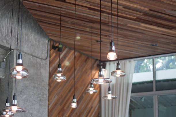 Decorative light bulbs in modern style Decorative light bulbs in modern style in Chiang Mai, จ.เชียงใหม่, Thailand light fixture stock pictures, royalty-free photos & images
