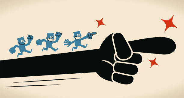Giant hand leads a group of people, teamwork cooperation and the bigger picture concept Blue Business Characters Vector Art Illustration.
Giant hand leads a group of people, teamwork cooperation and the bigger picture concept. determination focus the bigger picture human hand stock illustrations