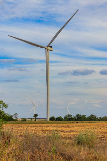 istock Wind turbines in a field. Renewable energy 1271030134