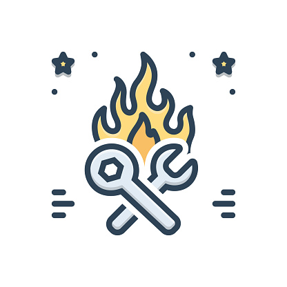 Icon for hotfix, quick fix, fire, flame