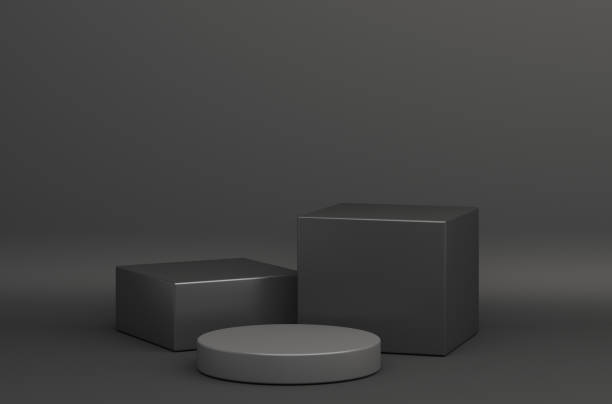 Black Friday podium, product display mock up on studio lighting background. 3D rendering illustration.