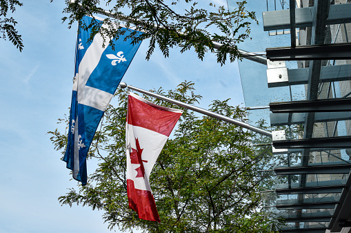 Canada and Quebec Flag in Ottawa, Canada