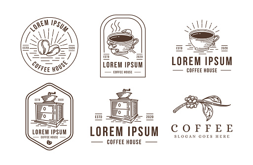 Lineart coffee vector illustration set